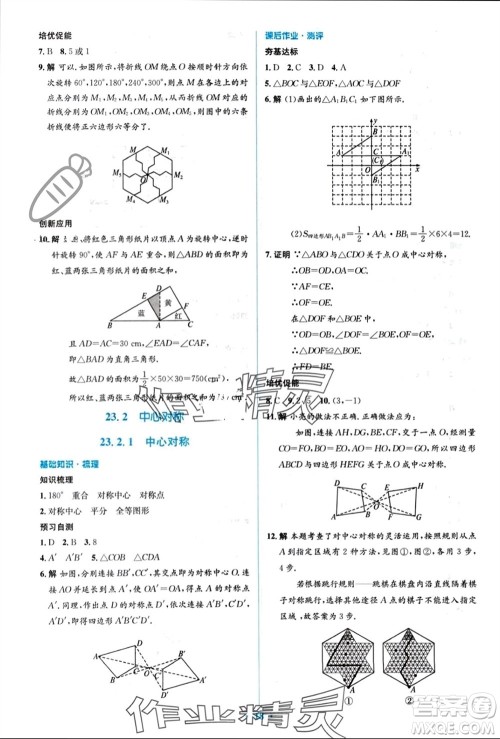人民教育出版社2023年秋人教金学典同步解析与测评学考练九年级数学上册人教版参考答案