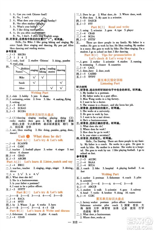 四川大学出版社2023年秋课堂点睛六年级英语上册人教版参考答案