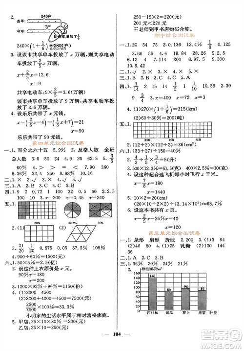 四川大学出版社2023年秋课堂点睛六年级数学上册北师大版参考答案