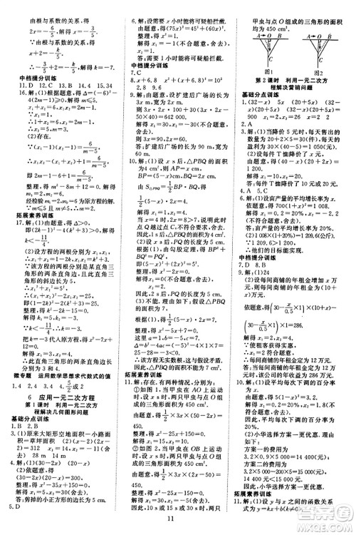 延边教育出版社2023年秋畅行课堂九年级数学上册北师大版答案