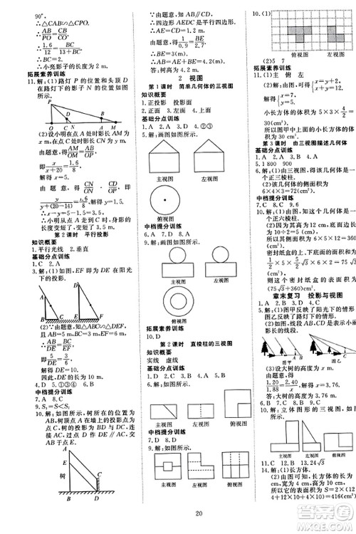 延边教育出版社2023年秋畅行课堂九年级数学上册北师大版答案