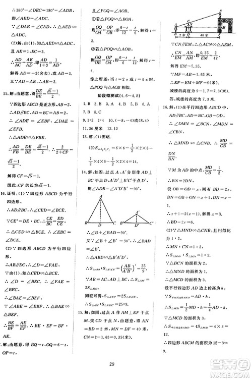 延边教育出版社2023年秋畅行课堂九年级数学上册北师大版答案