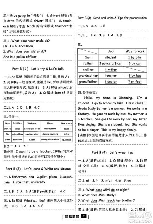 延边人民出版社2023年秋励耘书业励耘新同步六年级英语上册人教版答案