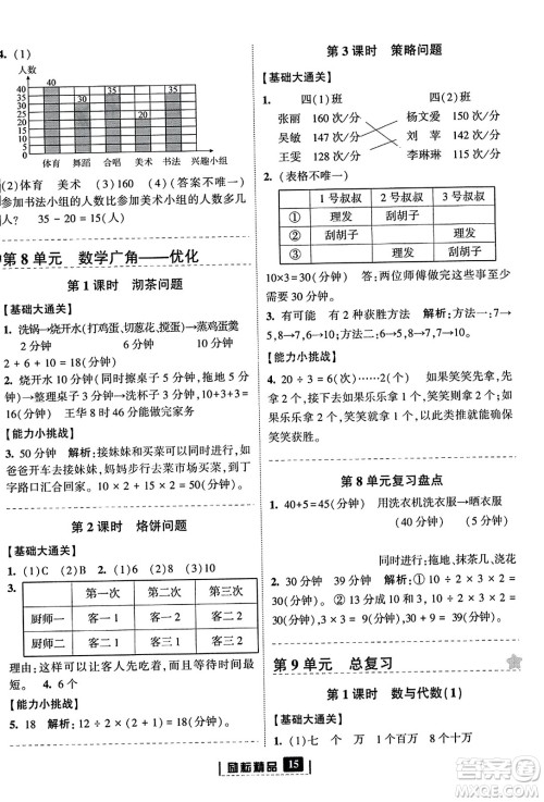延边人民出版社2023年秋励耘书业励耘新同步四年级数学上册人教版答案