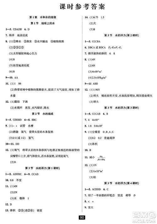 延边人民出版社2023年秋励耘书业励耘新同步八年级科学上册浙教版答案 延边人民出版社2023年秋励耘书业励耘新同步八年级科学上册浙教版答案