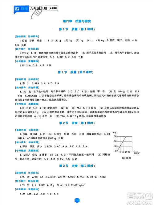 辽海出版社2023年秋新课程物理能力培养八年级上册人教版参考答案