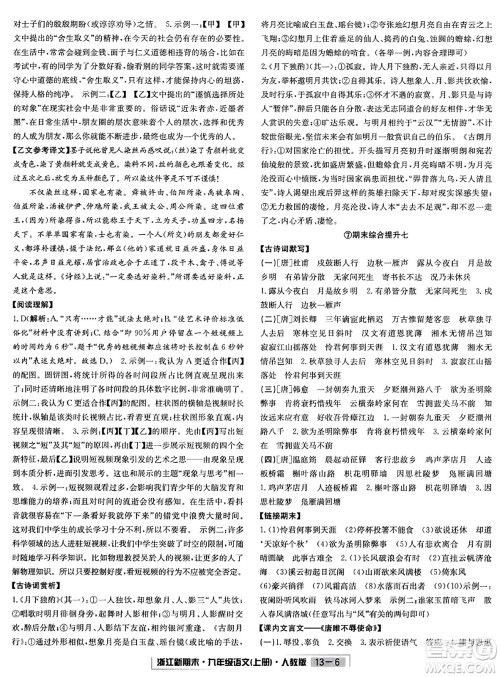 延边人民出版社2023年秋浙江新期末九年级语文上册人教版浙江专版答案