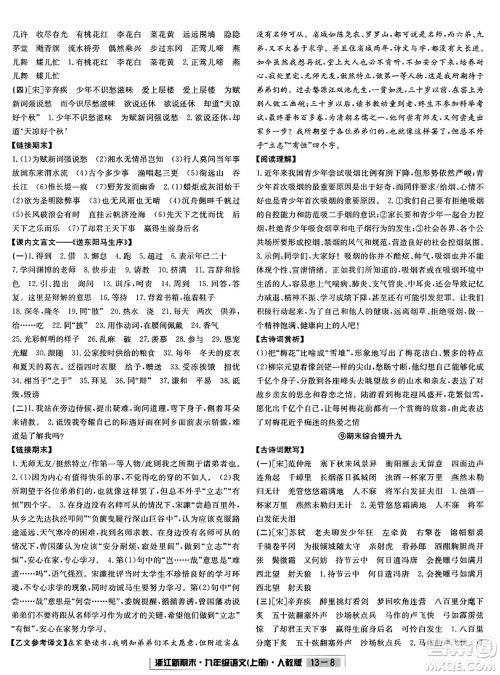 延边人民出版社2023年秋浙江新期末九年级语文上册人教版浙江专版答案