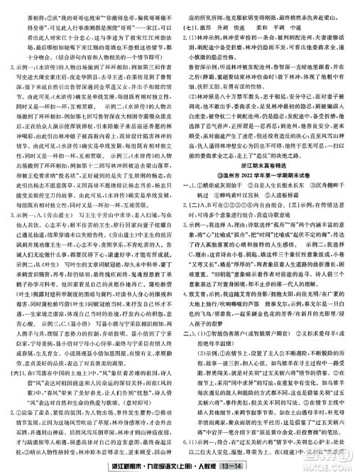 延边人民出版社2023年秋浙江新期末九年级语文上册人教版浙江专版答案