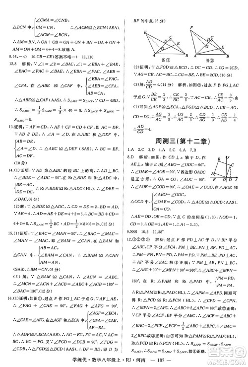 武汉出版社2023年秋学练优八年级数学上册人教版河南专版答案 武汉出版社2023年秋学练优八年级数学上册人教版河南专版答案