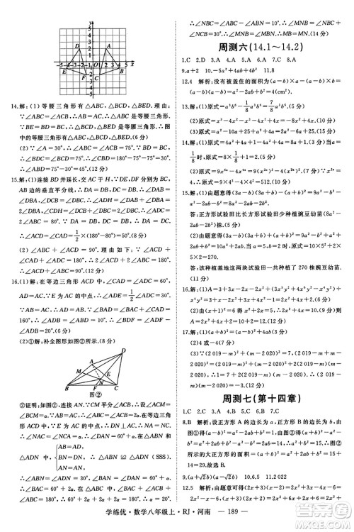 武汉出版社2023年秋学练优八年级数学上册人教版河南专版答案 武汉出版社2023年秋学练优八年级数学上册人教版河南专版答案