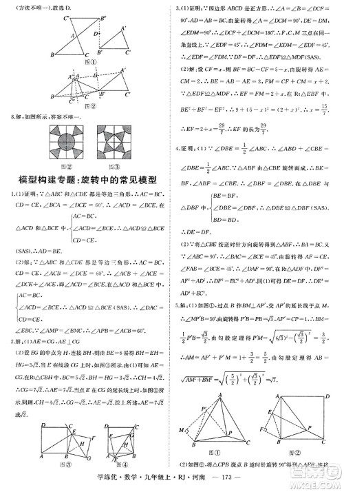 延边大学出版社2023年秋学练优九年级数学上册人教版河南专版答案