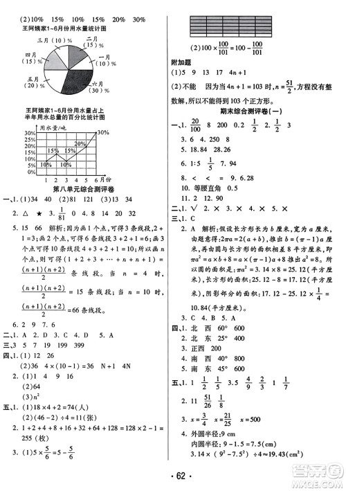 黑龙江美术出版社2023年秋黄冈金榜大考卷期末必刷六年级数学上册人教版答案