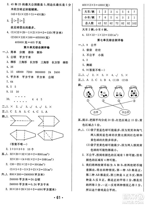 黑龙江美术出版社2023年秋黄冈金榜大考卷期末必刷五年级数学上册北师大版答案 黑龙江美术出版社2023年秋黄冈金榜大考卷期末必刷五年级数学上册北师大版答案
