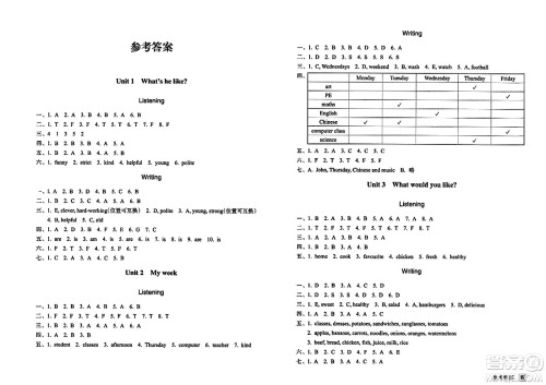 浙江教育出版社2023年秋巩固与提高五年级英语上册通用版答案 浙江教育出版社2023年秋巩固与提高五年级英语上册通用版答案