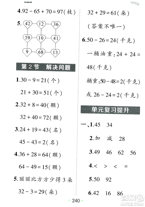 武汉出版社2023年秋状元成才路状元大课堂二年级数学上册人教版答案