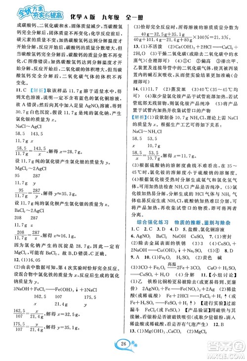 华东师范大学出版社2023年秋全优方案夯实与提高九年级化学全一册人教版答案 华东师范大学出版社2023年秋全优方案夯实与提高九年级化学全一册人教版答案