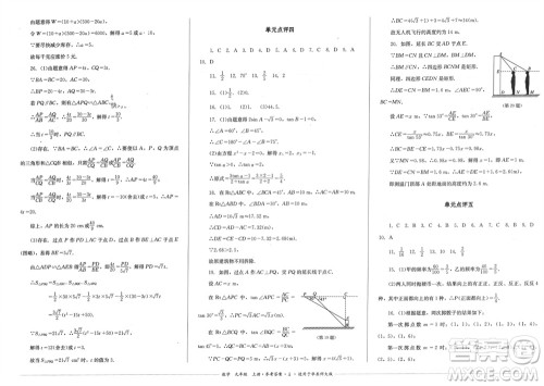 四川教育出版社2023年秋学情点评九年级数学上册华东师大版参考答案