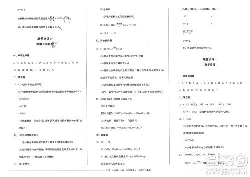 四川教育出版社2023年秋学情点评九年级化学上册人教版参考答案