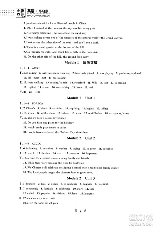 延边大学出版社2023年秋点石成金金牌夺冠九年级英语全一册外研版辽宁专版答案 延边大学出版社2023年秋点石成金金牌夺冠九年级英语全一册外研版辽宁专版答案