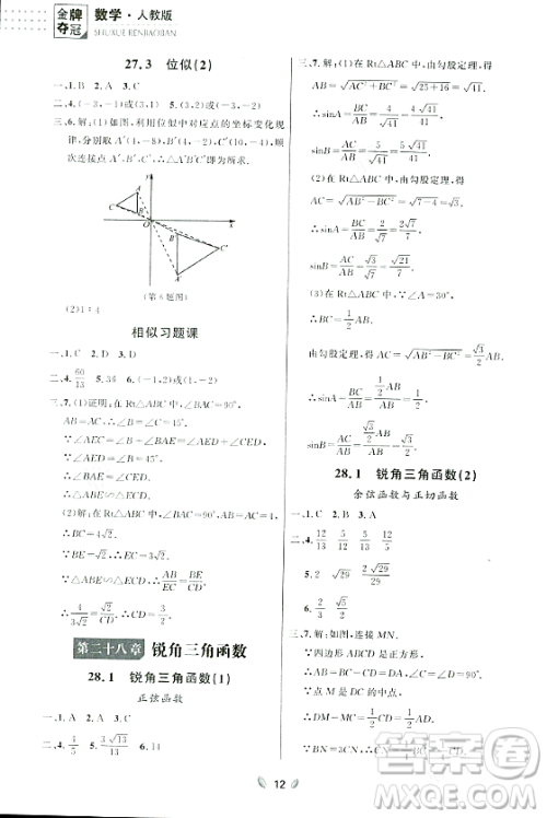 延边大学出版社2023年秋点石成金金牌夺冠九年级数学全一册人教版辽宁专版答案