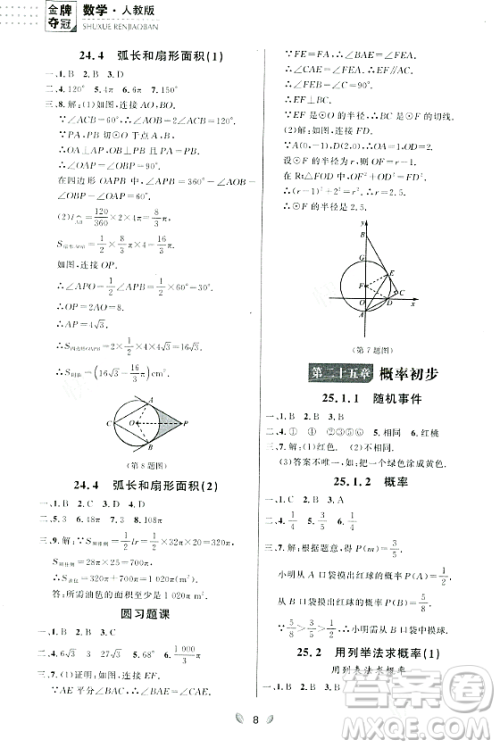 延边大学出版社2023年秋点石成金金牌夺冠九年级数学全一册人教版辽宁专版答案