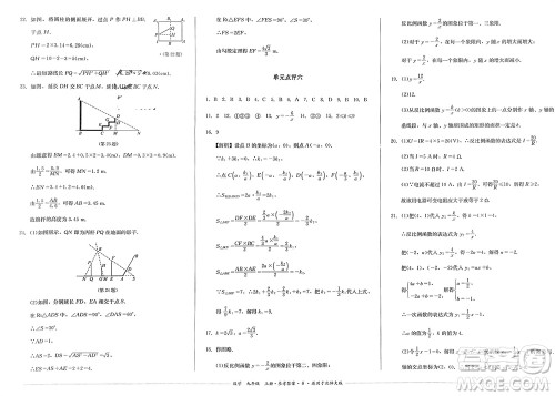 四川教育出版社2023年秋学情点评九年级数学上册北师大版参考答案