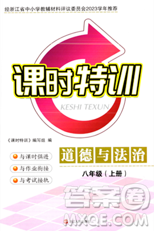 浙江人民出版社2023年秋课时特训八年级道德与法治上册通用版答案