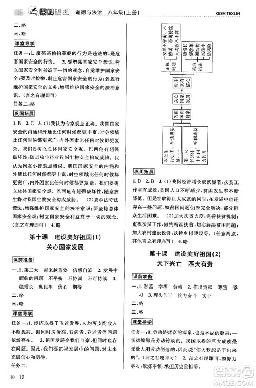 浙江人民出版社2023年秋课时特训八年级道德与法治上册通用版答案