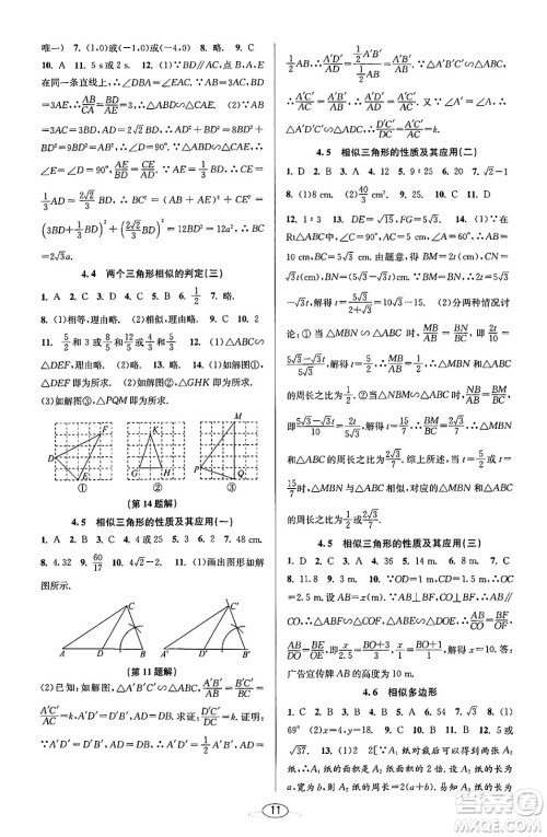 北京教育出版社2023年秋教与学课程同步讲练九年级数学全一册浙教版答案，