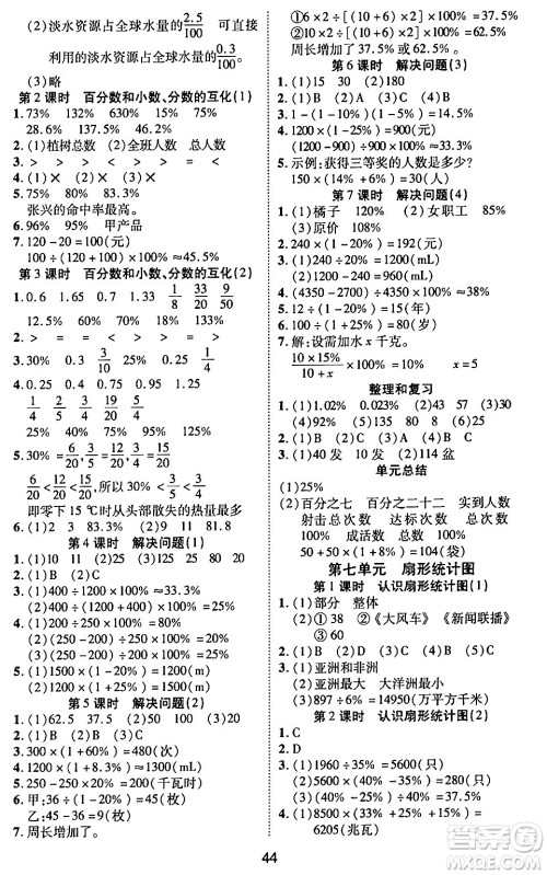 古州古籍出版社2023年秋黄冈课课练六年级数学上册人教版答案 古州古籍出版社2023年秋黄冈课课练六年级数学上册人教版答案
