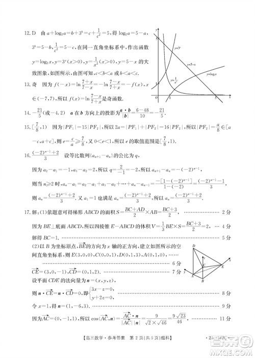 内蒙古金太阳2024届高三上学期12月联考24-187C理科数学参考答案 内蒙古金太阳2024届高三上学期12月联考24-187C理科数学参考答案