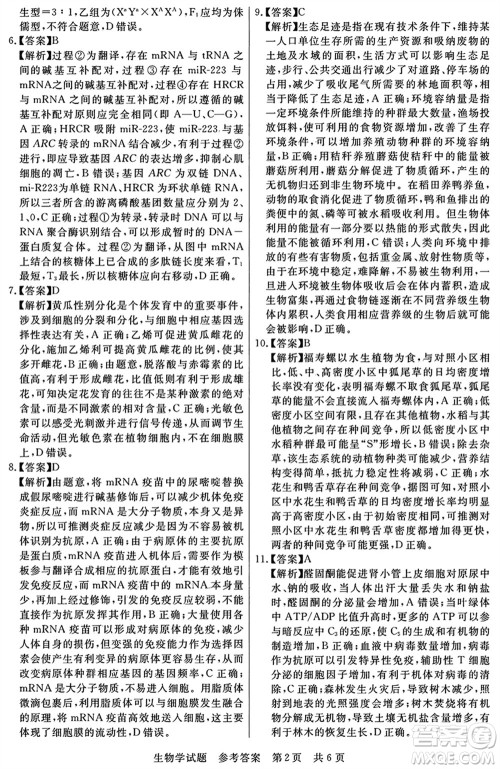 T8联考2024届高三上学期第一次学业质量评价生物参考答案 T8联考2024届高三上学期第一次学业质量评价生物参考答案