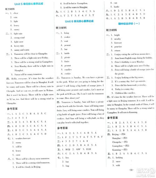 湖南教育出版社2023年秋学科素养与能力提升六年级英语上册湘少版答案