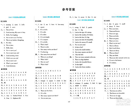 湖南教育出版社2023年秋学科素养与能力提升四年级英语上册湘少版答案 湖南教育出版社2023年秋学科素养与能力提升四年级英语上册湘少版答案