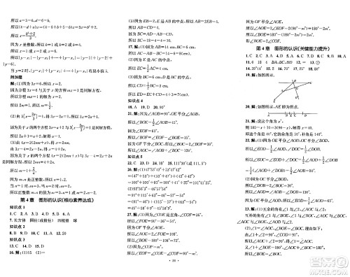 湖南教育出版社2023年秋学科素养与能力提升七年级数学上册湘教版答案