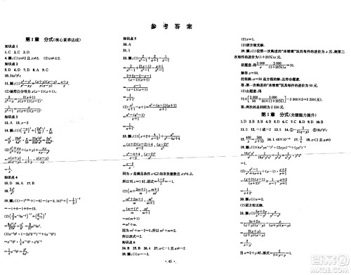 湖南教育出版社2023年秋学科素养与能力提升八年级数学上册湘教版答案