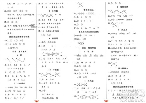 新疆青少年出版社2023年秋原创新课堂一年级语文上册人教版参考答案