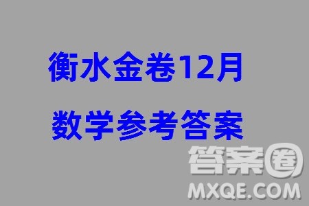 衡水金卷2024届高三上学期12月大联考数学试题参考答案