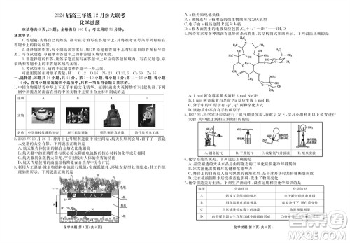 衡水金卷2024届高三上学期12月大联考化学试题参考答案