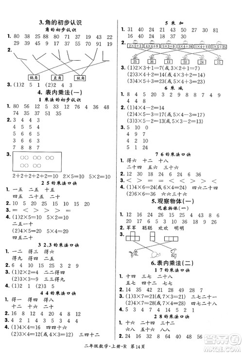 吉林教育出版社2023年秋启航新课堂二年级数学上册人教版答案