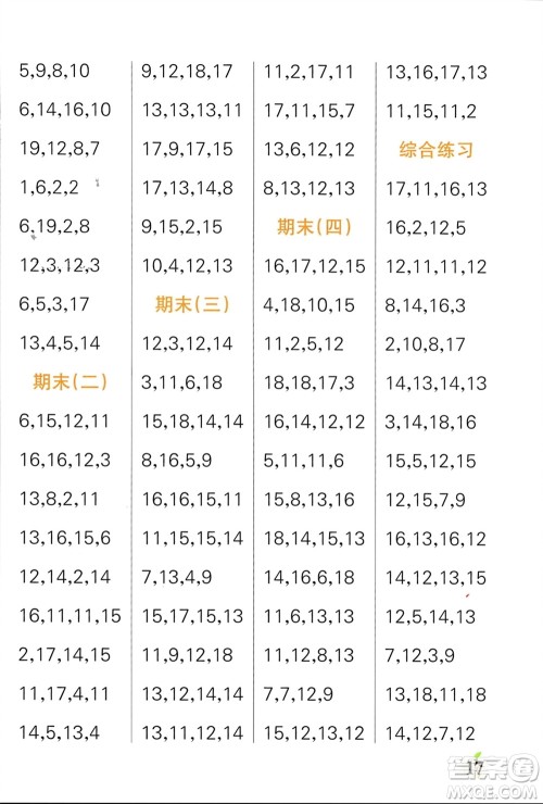 辽宁教育出版社2023年秋小学学霸单元期末标准卷一年级数学上册青岛版参考答案