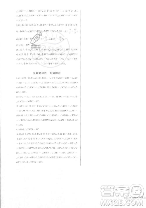 长江少年儿童出版社2023年秋思维新观察八年级数学上册人教版湖北专版答案 长江少年儿童出版社2023年秋思维新观察八年级数学上册人教版湖北专版答案