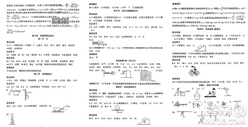 新疆青少年出版社2023年秋原创新课堂八年级物理上册沪科版参考答案