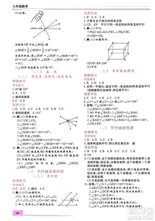 内蒙古大学出版社2024文轩假期生活指导寒假作业七年级数学课标版参考答案