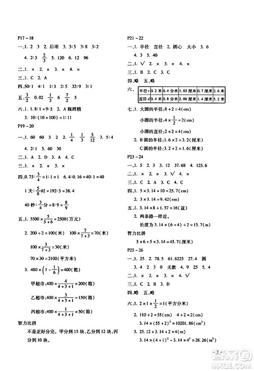 北京教育出版社2024寒假乐园六年级数学人教版河南专版答案