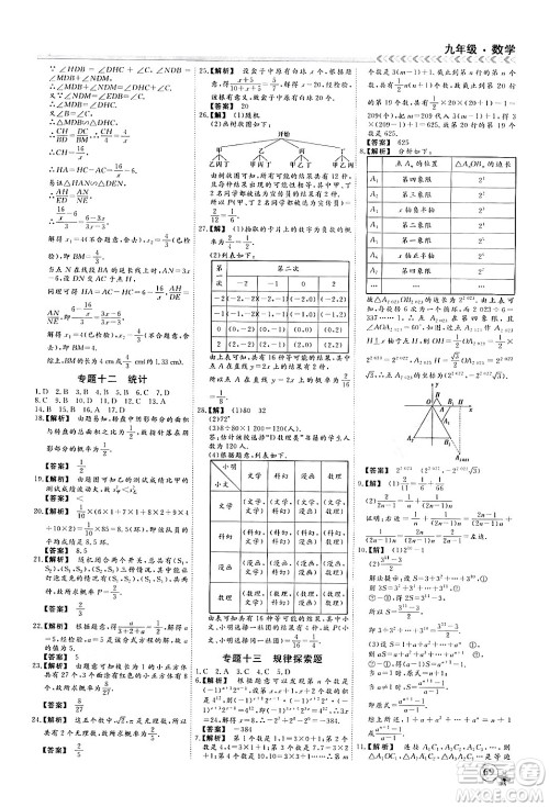 四川大学出版社2024假期冲冠学期系统总复习假期必备九年级数学通用版答案