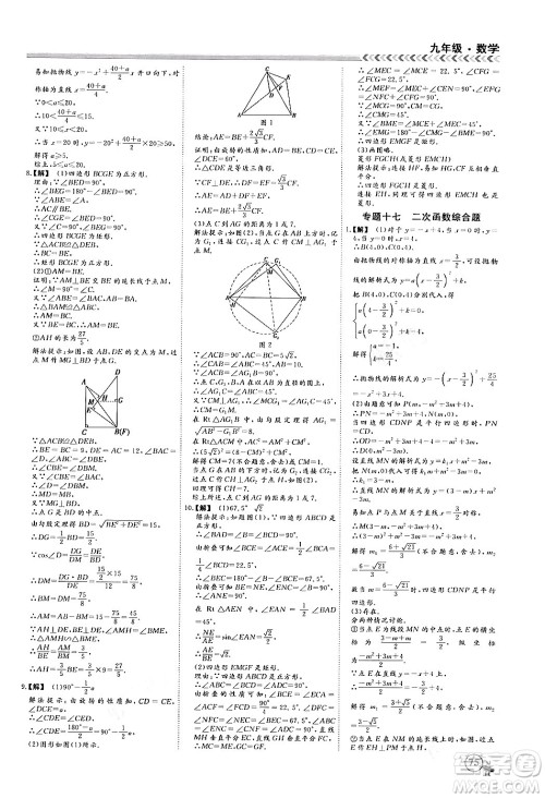 四川大学出版社2024假期冲冠学期系统总复习假期必备九年级数学通用版答案