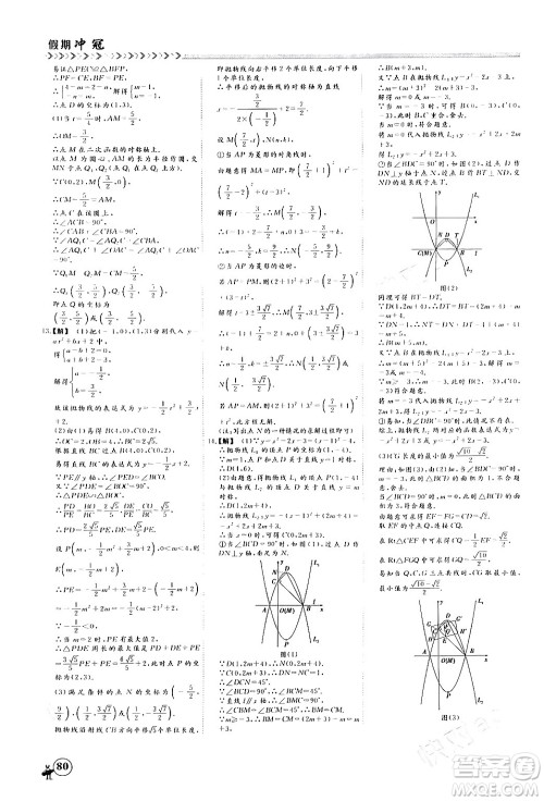 四川大学出版社2024假期冲冠学期系统总复习假期必备九年级数学通用版答案