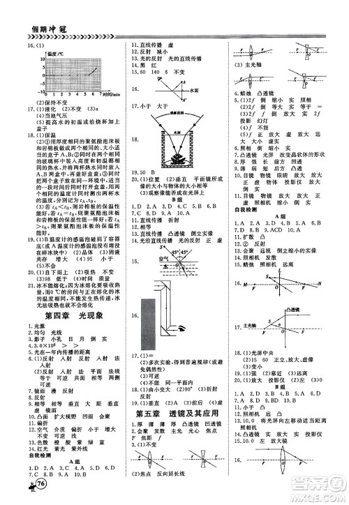 黑龙江教育出版社2024假期冲冠学期系统复习预习衔接八年级物理人教版答案 黑龙江教育出版社2024假期冲冠学期系统复习预习衔接八年级物理人教版答案